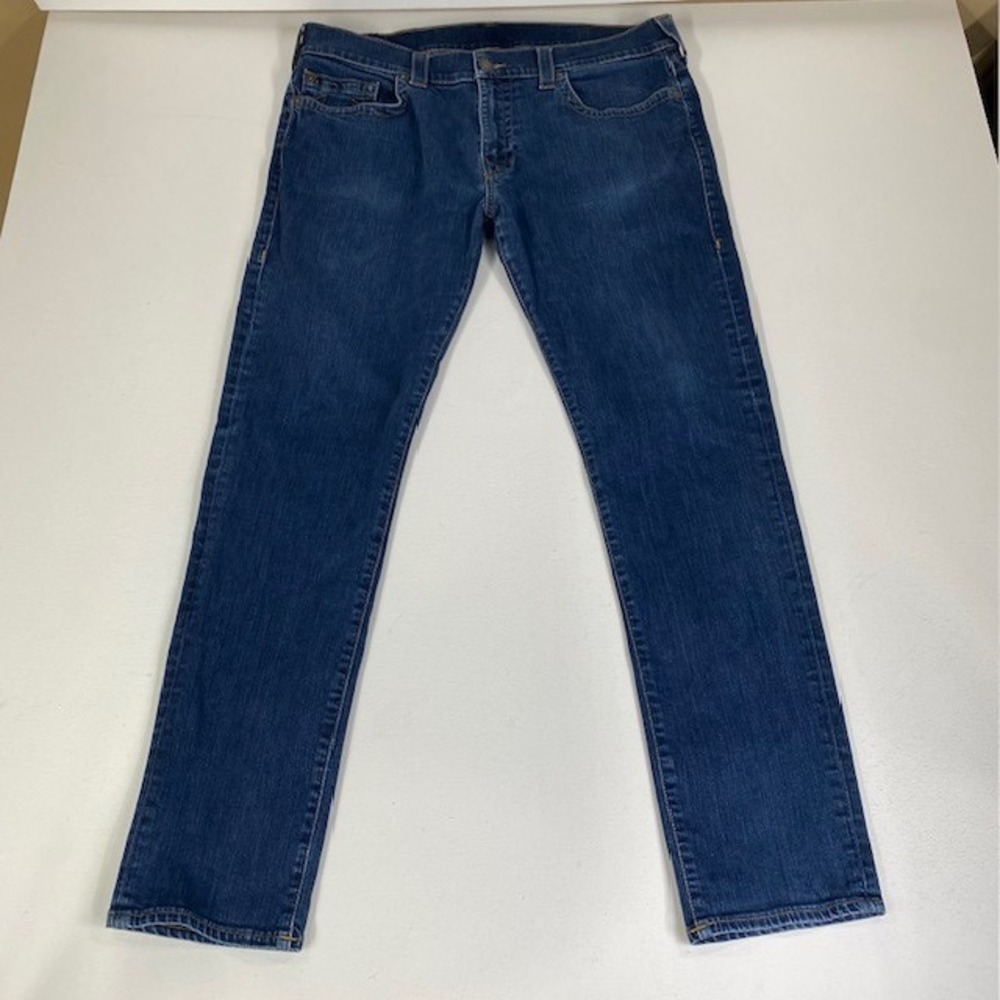 True‎ Religion Jeans Straight Leg Dark Wash Denim Horseshoe Pockets Size 38